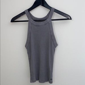 Gray high neck tank